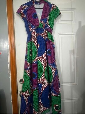 Koandaily Green and Purple Maxi Dress Boho Festival Small
